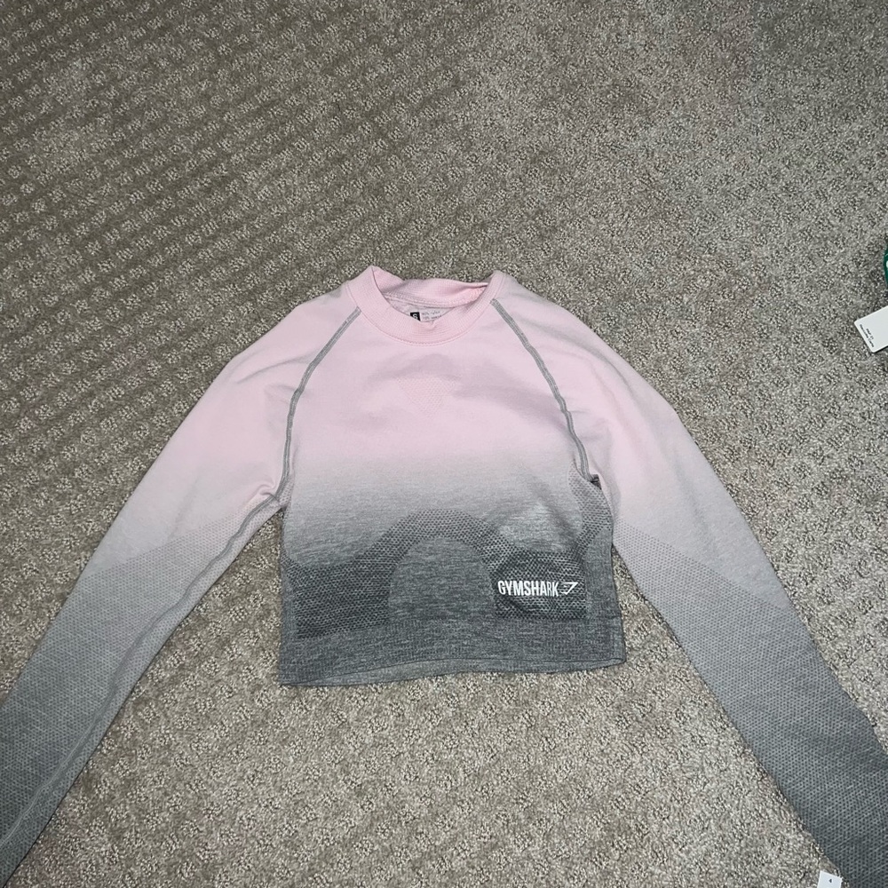 Gymshark Women's Pink and Gray Ombre Top